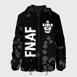 Мужская куртка FNAF glitch на темном фоне: надпись, символ
