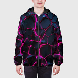 Куртка с капюшоном мужская Неоновый разлом, цвет: 3D-черный — фото 2