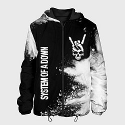 Мужская куртка System of a Down и рок символ на темном фоне