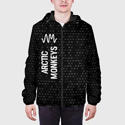 Куртка с капюшоном мужская Arctic Monkeys glitch на темном фоне: по-вертикали, цвет: 3D-черный — фото 2