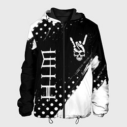 Куртка с капюшоном мужская HIM и рок символ на темном фоне, цвет: 3D-черный