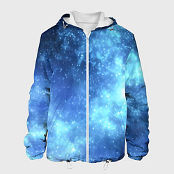 Куртка с капюшоном мужская Яркие звёзды в космосе, цвет: 3D-белый