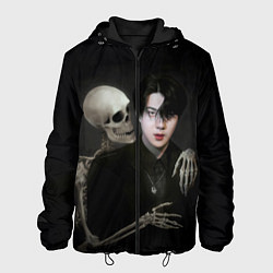Куртка с капюшоном мужская Сехун со скелетом, цвет: 3D-черный