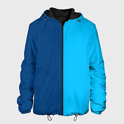 Куртка с капюшоном мужская Двуцветный синий, цвет: 3D-черный