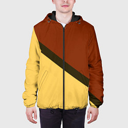 Куртка с капюшоном мужская Желто-красный диагональ, цвет: 3D-черный — фото 2