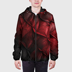 Куртка с капюшоном мужская Black red texture, цвет: 3D-черный — фото 2