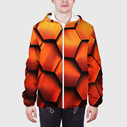 Куртка с капюшоном мужская Объемные оранжевые плиты, цвет: 3D-белый — фото 2