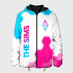 Куртка с капюшоном мужская The Sims neon gradient style: надпись, символ, цвет: 3D-черный