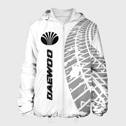 Куртка с капюшоном мужская Daewoo speed на светлом фоне со следами шин: по-ве, цвет: 3D-белый