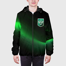 Куртка с капюшоном мужская Герб РФ зеленый черный фон, цвет: 3D-черный — фото 2