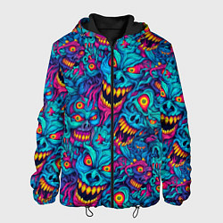 Куртка с капюшоном мужская Неоновые монстры - graffiti art style pattern, цвет: 3D-черный