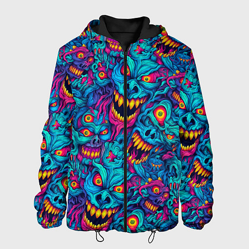 Мужская куртка Неоновые монстры - graffiti art style pattern / 3D-Черный – фото 1