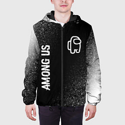 Куртка с капюшоном мужская Among Us glitch на темном фоне: надпись, символ, цвет: 3D-черный — фото 2