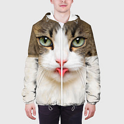Куртка с капюшоном мужская Кошка показывает язык, цвет: 3D-белый — фото 2