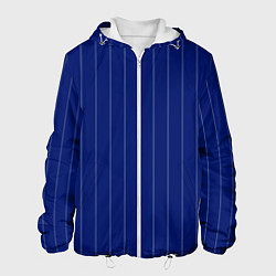 Куртка с капюшоном мужская Полосатый насыщенный синий, цвет: 3D-белый