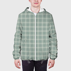 Куртка с капюшоном мужская Клетка бледно-зелёный, цвет: 3D-белый — фото 2