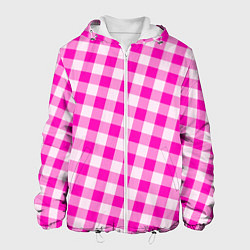 Куртка с капюшоном мужская Розовая клетка Барби, цвет: 3D-белый