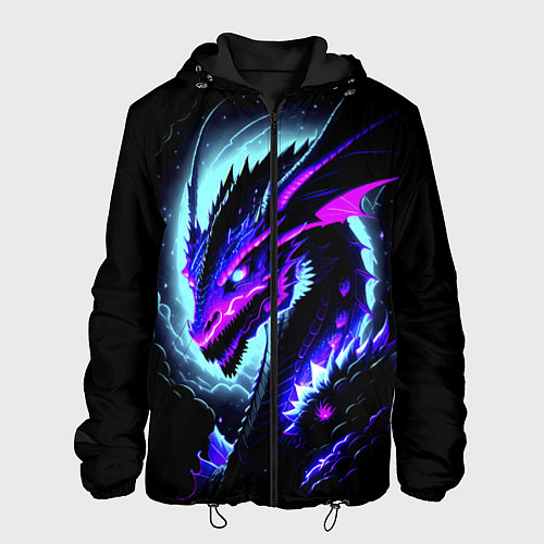 Мужская куртка Морда дракона - неоновое свечение / 3D-Черный – фото 1