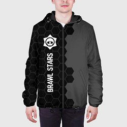 Куртка с капюшоном мужская Brawl Stars glitch на темном фоне: по-вертикали, цвет: 3D-черный — фото 2
