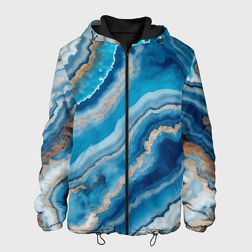 Мужская куртка Текстура голубого океанического агата / 3D-Черный – фото 1