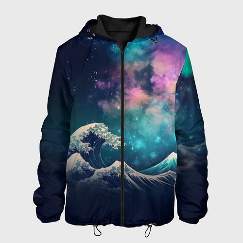 Мужская куртка Космическая Большая волна в Канагаве / 3D-Черный – фото 1