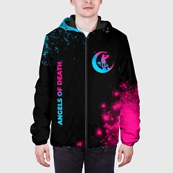 Куртка с капюшоном мужская Angels of Death - neon gradient: надпись, символ, цвет: 3D-черный — фото 2