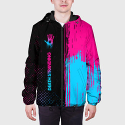Куртка с капюшоном мужская Death Stranding - neon gradient: по-вертикали, цвет: 3D-черный — фото 2