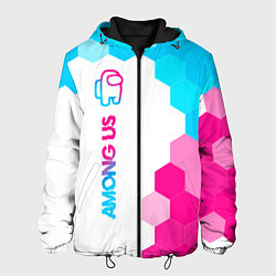 Куртка с капюшоном мужская Among Us neon gradient style: по-вертикали, цвет: 3D-черный