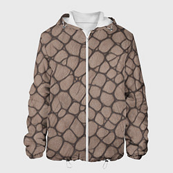Куртка с капюшоном мужская Серая кожа крокодила, цвет: 3D-белый