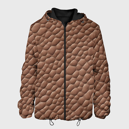 Мужская куртка Коричневая кожа крокодила / 3D-Черный – фото 1