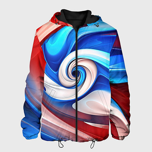 Мужская куртка Волны в цвете флага РФ / 3D-Черный – фото 1