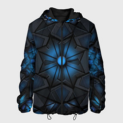 Куртка с капюшоном мужская Калейдоскопные черные и синие узоры, цвет: 3D-черный