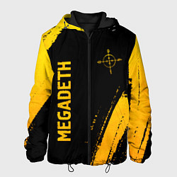 Куртка с капюшоном мужская Megadeth - gold gradient: надпись, символ, цвет: 3D-черный