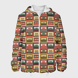 Куртка с капюшоном мужская Коллекция старинных аудиокассет, цвет: 3D-белый