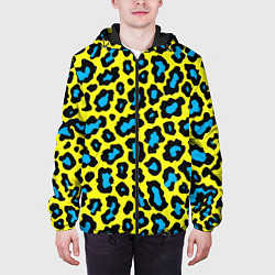 Куртка с капюшоном мужская Кислотный леопард паттерн, цвет: 3D-черный — фото 2