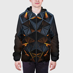 Куртка с капюшоном мужская Объемные кубы, цвет: 3D-черный — фото 2