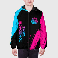 Куртка с капюшоном мужская Tomodachi Game - neon gradient: надпись, символ, цвет: 3D-черный — фото 2