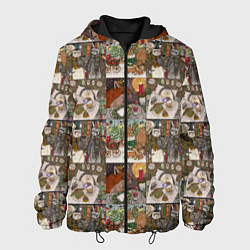 Куртка с капюшоном мужская Милые иллюстрации коллаж, цвет: 3D-черный