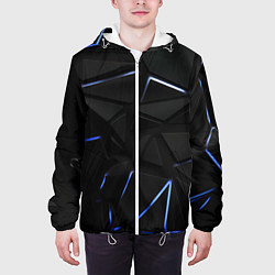 Куртка с капюшоном мужская Black texture neon line, цвет: 3D-белый — фото 2