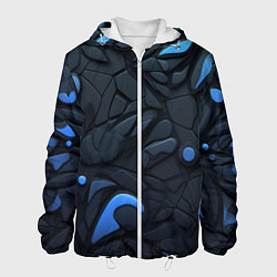 Куртка с капюшоном мужская Blue black abstract texture, цвет: 3D-белый