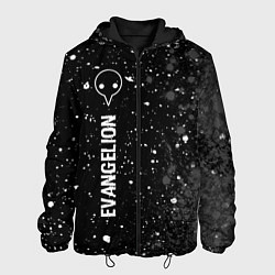 Куртка с капюшоном мужская Evangelion glitch на темном фоне: по-вертикали, цвет: 3D-черный