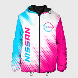 Куртка с капюшоном мужская Nissan neon gradient style: надпись, символ, цвет: 3D-черный