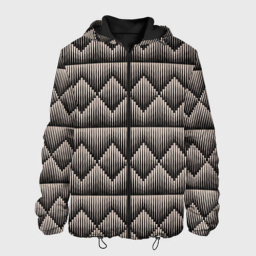 Мужская куртка Объемные бежевые ромбы на черном / 3D-Черный – фото 1