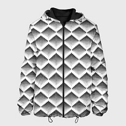 Куртка с капюшоном мужская Ромбы из черных треугольников, цвет: 3D-черный