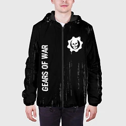 Куртка с капюшоном мужская Gears of War glitch на темном фоне: надпись, симво, цвет: 3D-черный — фото 2
