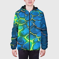 Куртка с капюшоном мужская Green blue neon, цвет: 3D-черный — фото 2