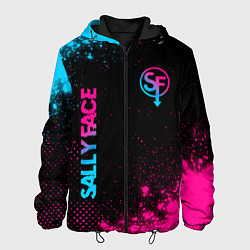Куртка с капюшоном мужская Sally Face - neon gradient: надпись, символ, цвет: 3D-черный