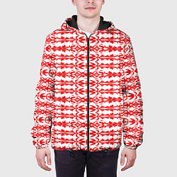 Куртка с капюшоном мужская Красно-белый батик, цвет: 3D-черный — фото 2