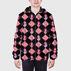 Куртка с капюшоном мужская Клеточка black pink, цвет: 3D-черный — фото 2