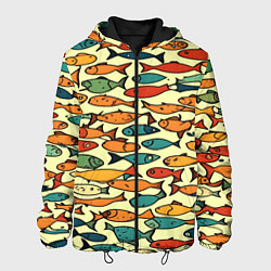 Куртка с капюшоном мужская Стайка рыбок, цвет: 3D-черный